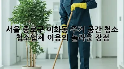서울 종로구 이화동 주거 공간 청소: 청소업체 이용의 놀라운 장점!